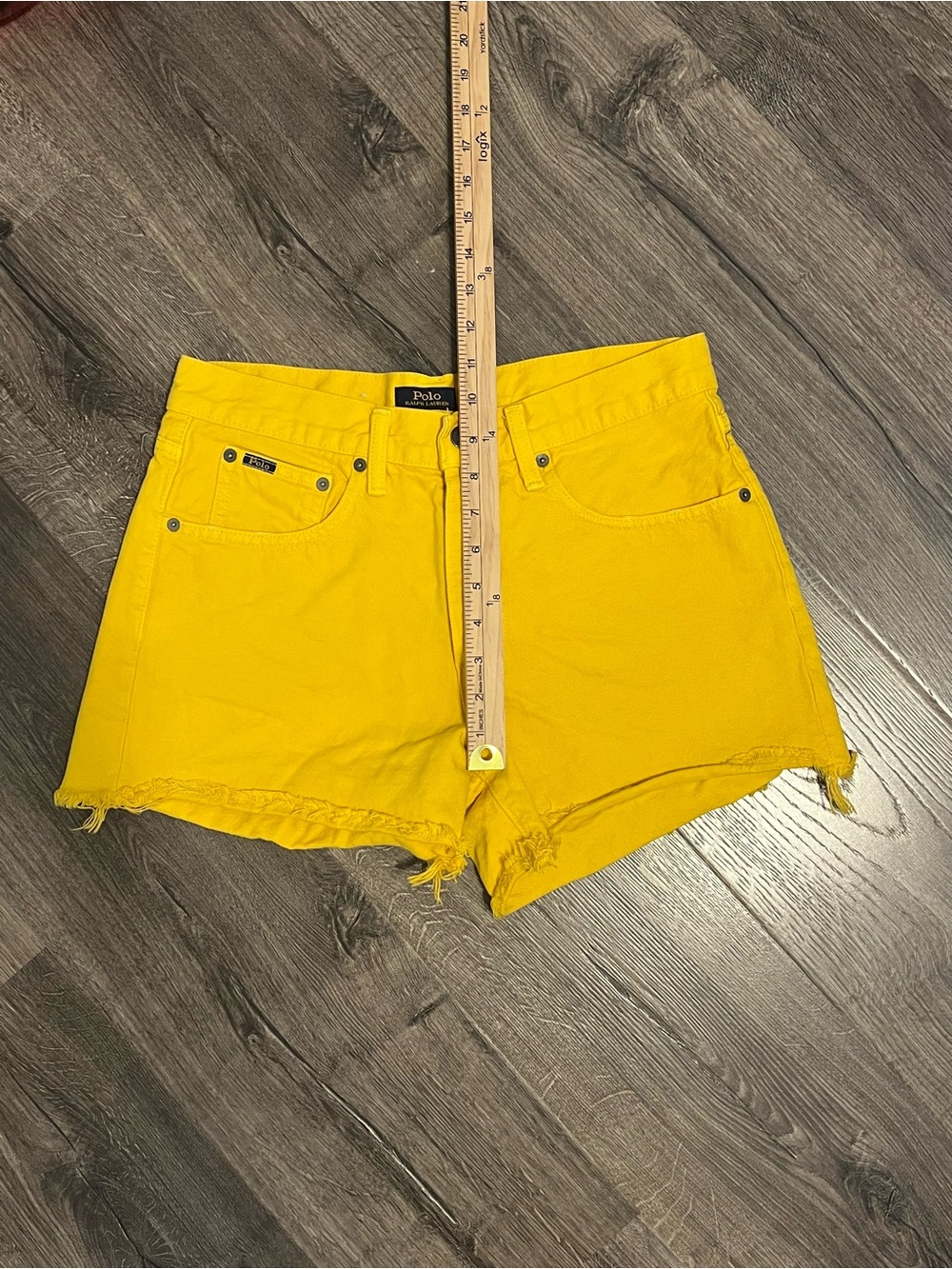 Polo Ralph Lauren Womens Size 26 The Crosby Relaxed Denim Cut Off Yellow Shorts - Picture 6 of 12